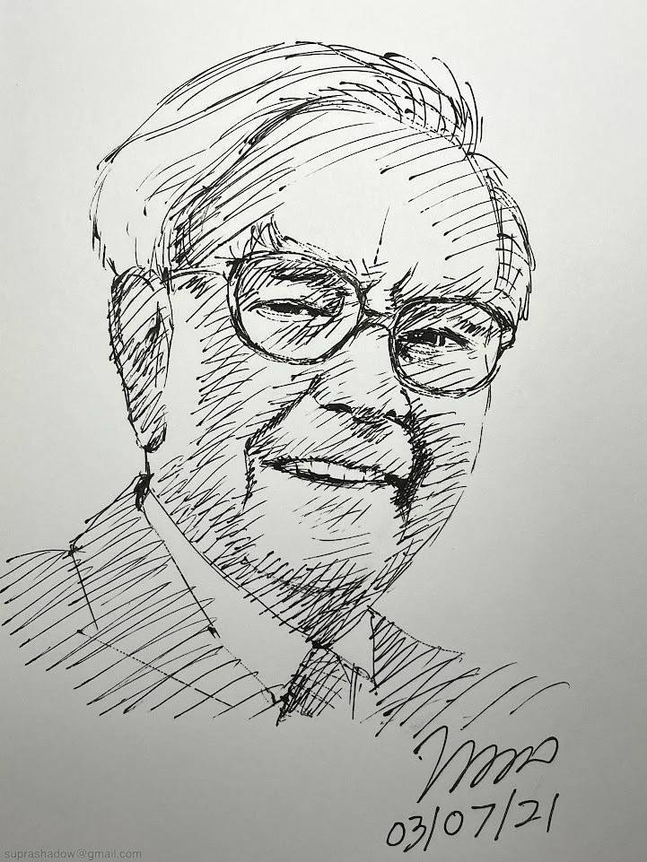 Portrait drawing of Warren Buffet - draw by Suprashadow
